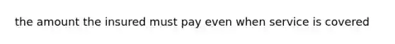 the amount the insured must pay even when service is covered