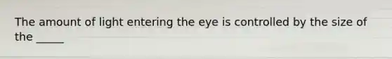 The amount of light entering the eye is controlled by the size of the _____