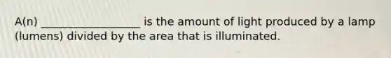 A(n) __________________ is the amount of light produced by a lamp (lumens) divided by the area that is illuminated.