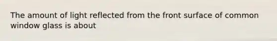 The amount of light reflected from the front surface of common window glass is about