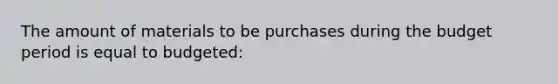 The amount of materials to be purchases during the budget period is equal to budgeted: