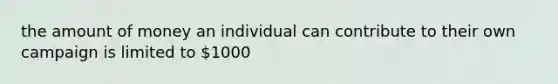 the amount of money an individual can contribute to their own campaign is limited to 1000