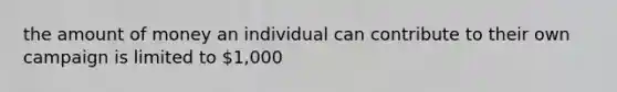 the amount of money an individual can contribute to their own campaign is limited to 1,000