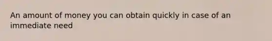 An amount of money you can obtain quickly in case of an immediate need