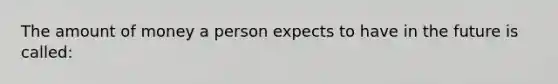 The amount of money a person expects to have in the future is called: