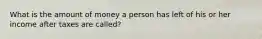 What is the amount of money a person has left of his or her income after taxes are called?