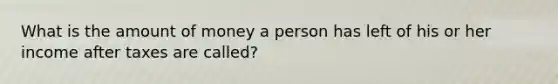 What is the amount of money a person has left of his or her income after taxes are called?