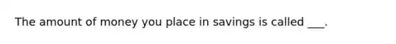 The amount of money you place in savings is called ___.