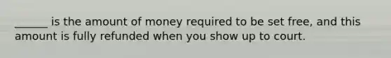 ______ is the amount of money required to be set free, and this amount is fully refunded when you show up to court.