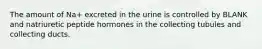 The amount of Na+ excreted in the urine is controlled by BLANK and natriuretic peptide hormones in the collecting tubules and collecting ducts.