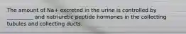 The amount of Na+ excreted in the urine is controlled by __________ and natriuretic peptide hormones in the collecting tubules and collecting ducts.