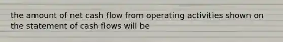 the amount of net cash flow from operating activities shown on the statement of cash flows will be