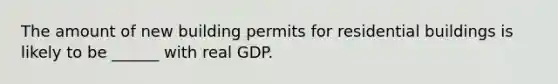 The amount of new building permits for residential buildings is likely to be ______ with real GDP.