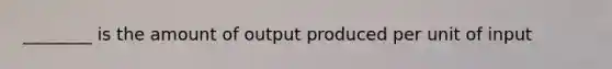 ________ is the amount of output produced per unit of input