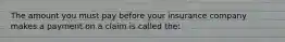 The amount you must pay before your insurance company makes a payment on a claim is called the: