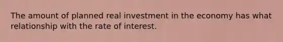 The amount of planned real investment in the economy has what relationship with the rate of interest.