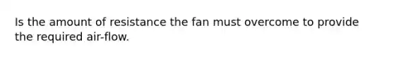 Is the amount of resistance the fan must overcome to provide the required air-flow.