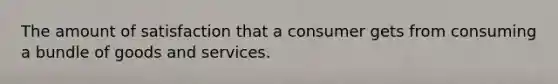 The amount of satisfaction that a consumer gets from consuming a bundle of goods and services.