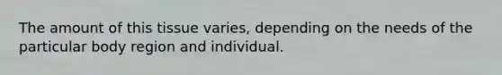 The amount of this tissue varies, depending on the needs of the particular body region and individual.