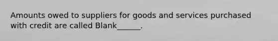 Amounts owed to suppliers for goods and services purchased with credit are called Blank______.