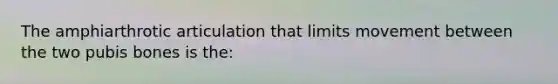 The amphiarthrotic articulation that limits movement between the two pubis bones is the: