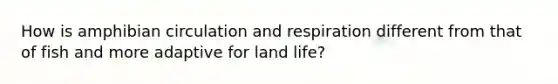 How is amphibian circulation and respiration different from that of fish and more adaptive for land life?