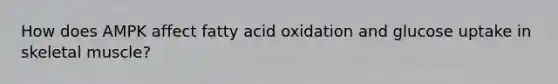 How does AMPK affect fatty acid oxidation and glucose uptake in skeletal muscle?