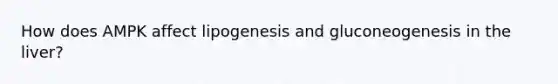 How does AMPK affect lipogenesis and gluconeogenesis in the liver?