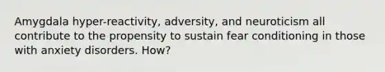 Amygdala hyper-reactivity, adversity, and neuroticism all contribute to the propensity to sustain fear conditioning in those with anxiety disorders. How?