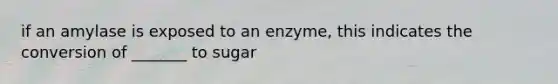 if an amylase is exposed to an enzyme, this indicates the conversion of _______ to sugar