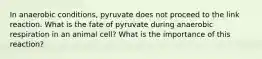 In anaerobic conditions, pyruvate does not proceed to the link reaction. What is the fate of pyruvate during anaerobic respiration in an animal cell? What is the importance of this reaction?