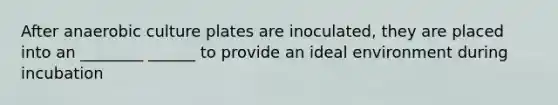 After anaerobic culture plates are inoculated, they are placed into an ________ ______ to provide an ideal environment during incubation