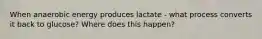 When anaerobic energy produces lactate - what process converts it back to glucose? Where does this happen?