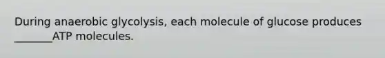 During anaerobic glycolysis, each molecule of glucose produces _______ATP molecules.