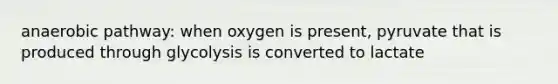 anaerobic pathway: when oxygen is present, pyruvate that is produced through glycolysis is converted to lactate