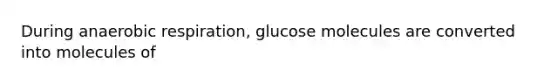 During anaerobic respiration, glucose molecules are converted into molecules of