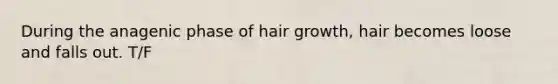 During the anagenic phase of hair growth, hair becomes loose and falls out. T/F