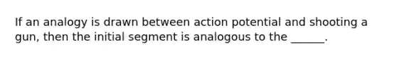 If an analogy is drawn between action potential and shooting a gun, then the initial segment is analogous to the ______.