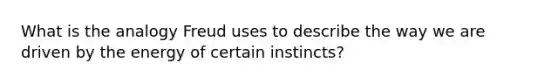 What is the analogy Freud uses to describe the way we are driven by the energy of certain instincts?