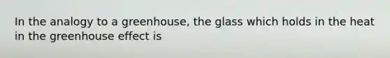 In the analogy to a greenhouse, the glass which holds in the heat in the greenhouse effect is