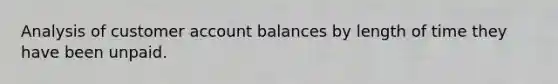 Analysis of customer account balances by length of time they have been unpaid.