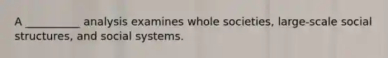 ​A __________ analysis examines whole societies, large-scale social structures, and social systems.