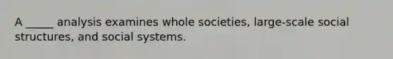 A _____ analysis examines whole societies, large-scale social structures, and social systems.