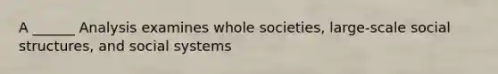 A ______ Analysis examines whole societies, large-scale social structures, and social systems