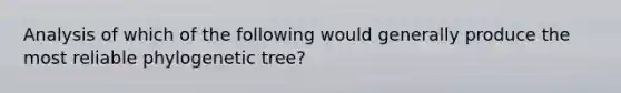 Analysis of which of the following would generally produce the most reliable phylogenetic tree?