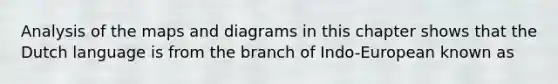 Analysis of the maps and diagrams in this chapter shows that the Dutch language is from the branch of Indo-European known as