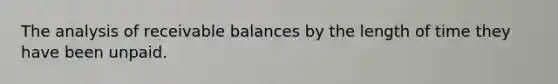 The analysis of receivable balances by the length of time they have been unpaid.