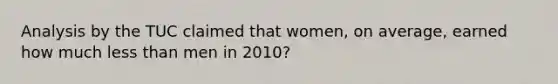 Analysis by the TUC claimed that women, on average, earned how much less than men in 2010?