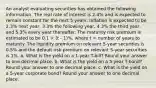 An analyst evaluating securities has obtained the following information. The real rate of interest is 2.4% and is expected to remain constant for the next 5 years. Inflation is expected to be 2.3% next year, 3.3% the following year, 4.3% the third year, and 5.3% every year thereafter. The maturity risk premium is estimated to be 0.1 × (t - 1)%, where t = number of years to maturity. The liquidity premium on relevant 5-year securities is 0.5% and the default risk premium on relevant 5-year securities is 1%. a. What is the yield on a 1-year T-bill? Round your answer to one decimal place. b. What is the yield on a 5-year T-bond? Round your answer to one decimal place. c. What is the yield on a 5-year corporate bond? Round your answer to one decimal place.