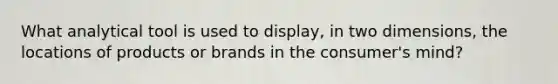 What analytical tool is used to display, in two dimensions, the locations of products or brands in the consumer's mind?